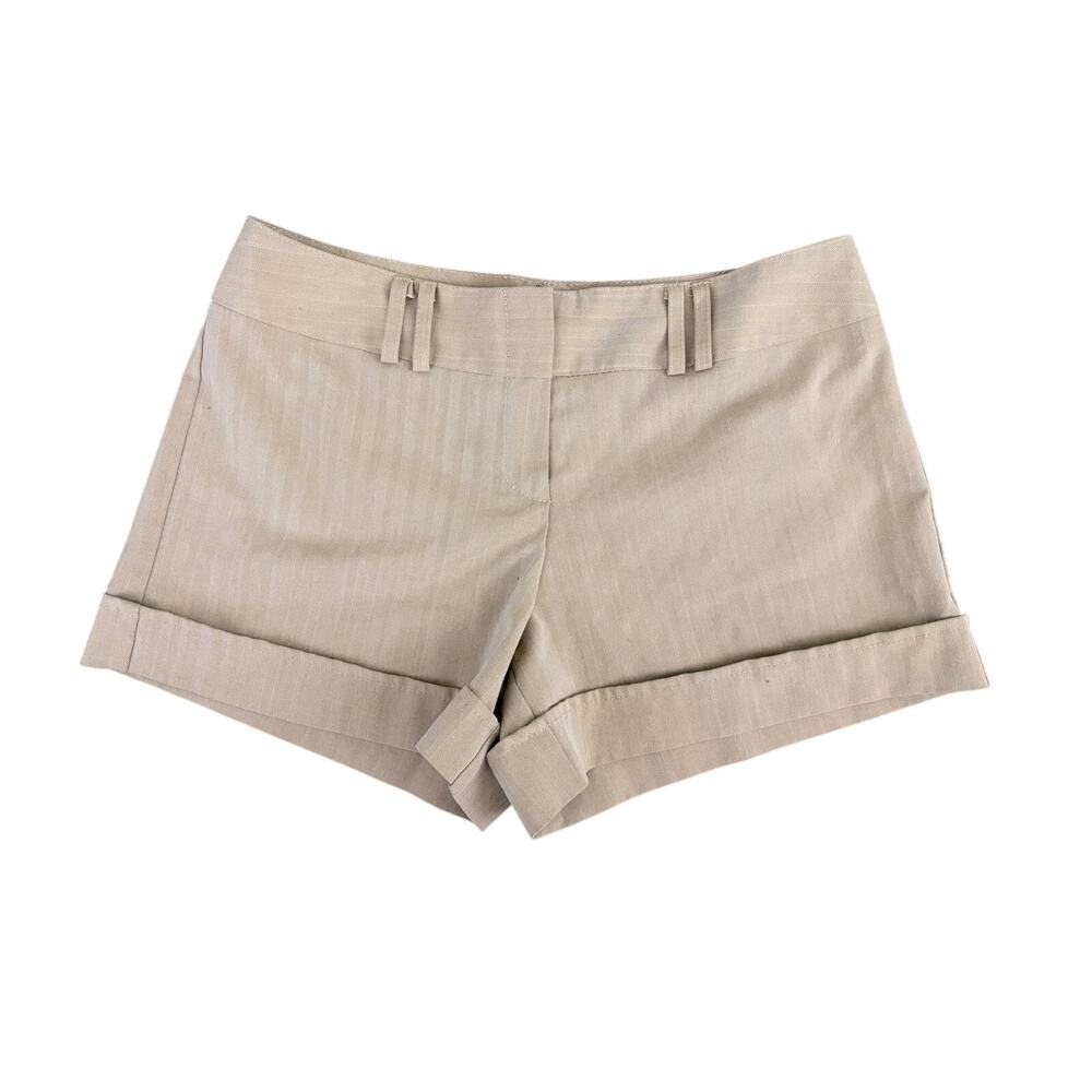 vintage y2k valia tan cuffed trouser shorts beige low rise small